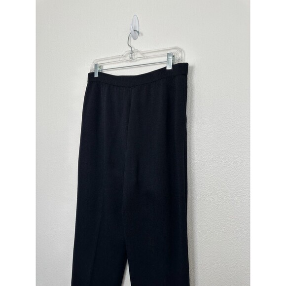 St John Santana Knit Straight Leg Crop High Waisted Pants Black Stretch Size 10 - Picture 6 of 8